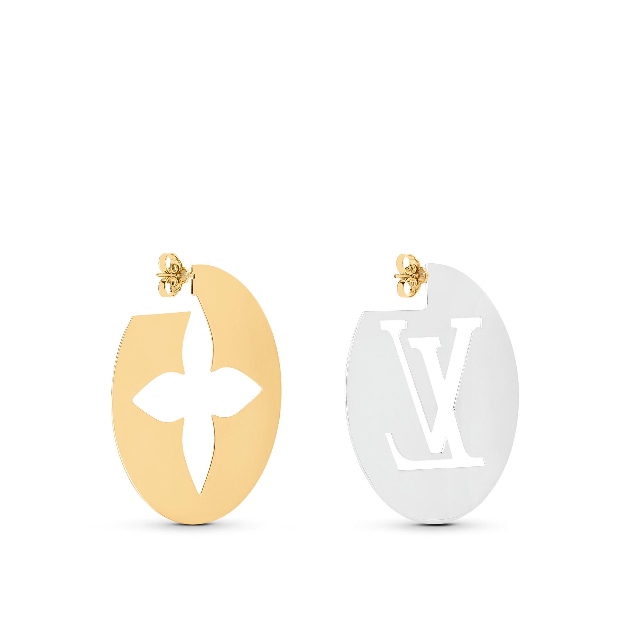 Authentic Louis Vuitton M00463 Gold LV Circle Single Earring 5cm