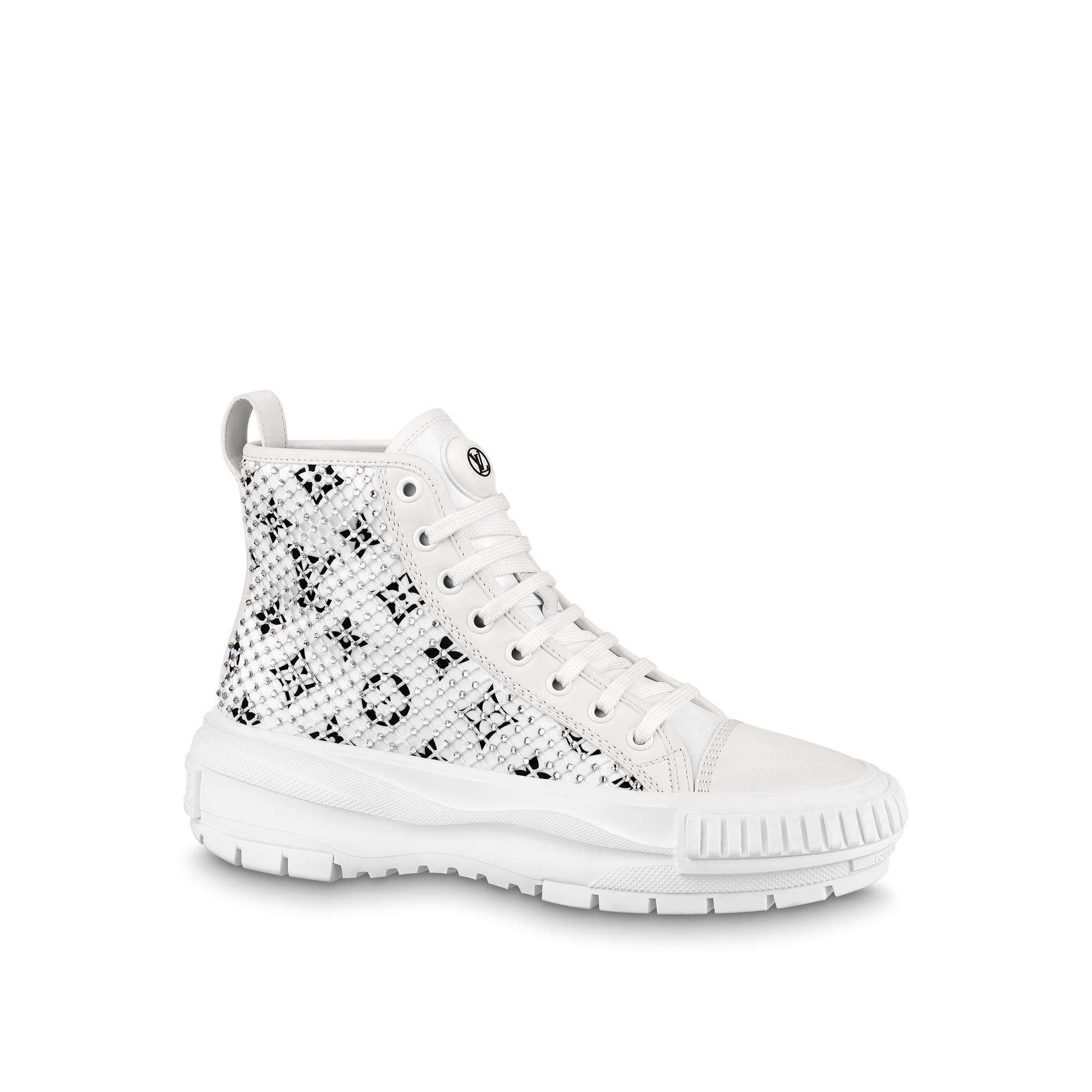 LOUIS VUITTON LOUIS VUITTON Squad Rhinestone Sneakers shoes leather White  Used Women #41