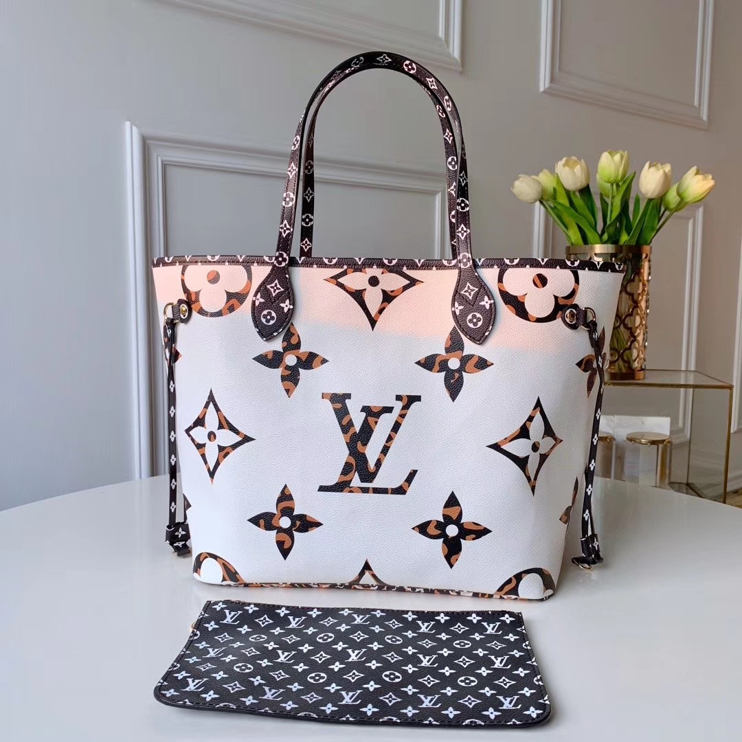Louis Vuitton  Giant Jungle Monogram Neverfull Ivoire with Pouch