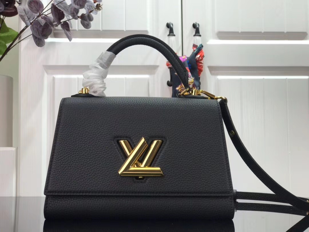 Louis Vuitton Twist One Handle Bag Taurillon Leather BB Black 16188031