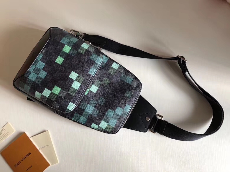 Louis Vuitton Sling Bag Avenue Damier Graphite Pixel Green in